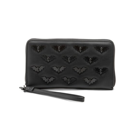 BETSEY JOHNSON Black Zip Around Wallet With Bat Studs - Picture 1 of 2